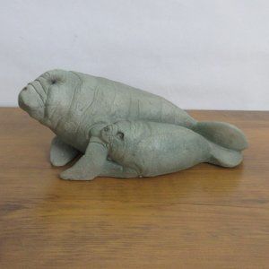 Animal Classics United Designs Manatee Sea Cow Mother Baby Figure Hand Painted